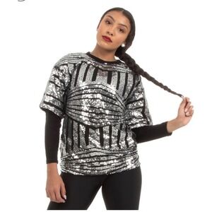 Alexandra Collection Sequin Dance Pageant Top Shirt Youth Large